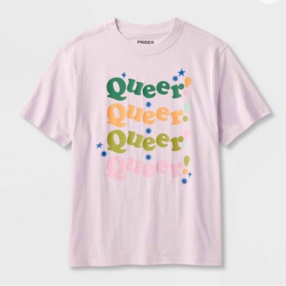 Take Pride Adult Tee Shirt - “Queer” Lilac size Extra Extra Large